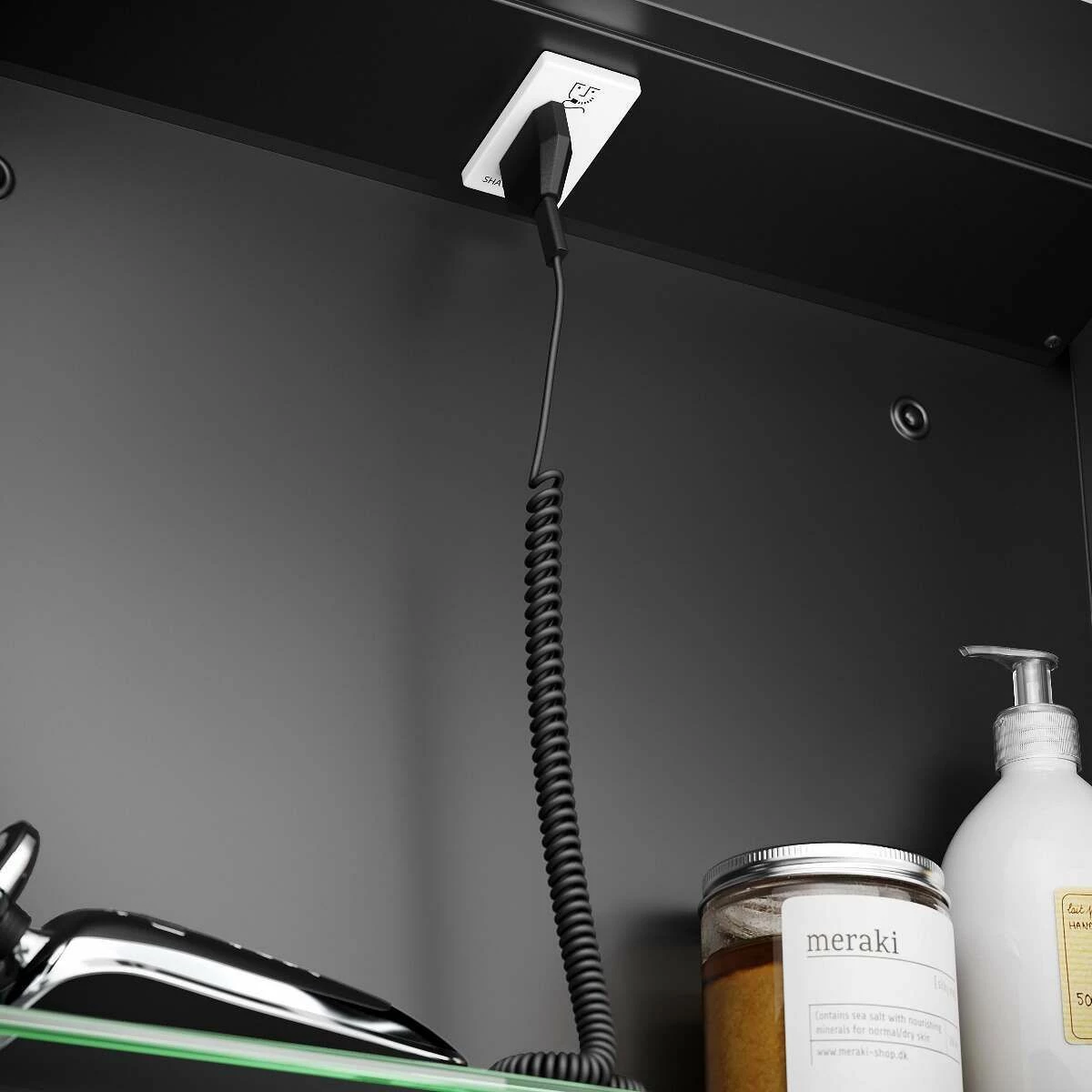 Mia Black Framed Illuminated LED Mirror Cabinet 710x500mm - Image 4