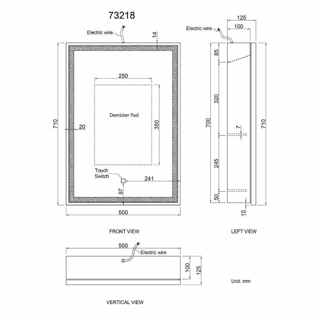 Mia Black Framed Illuminated LED Mirror Cabinet 710x500mm - Image 9