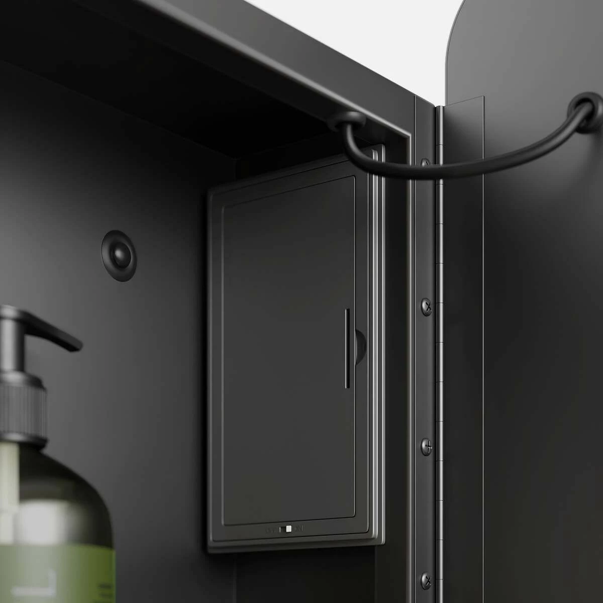 Olivia Battery Operated Black Framed Illuminated LED Mirror Cabinet 710x500mm - Image 5