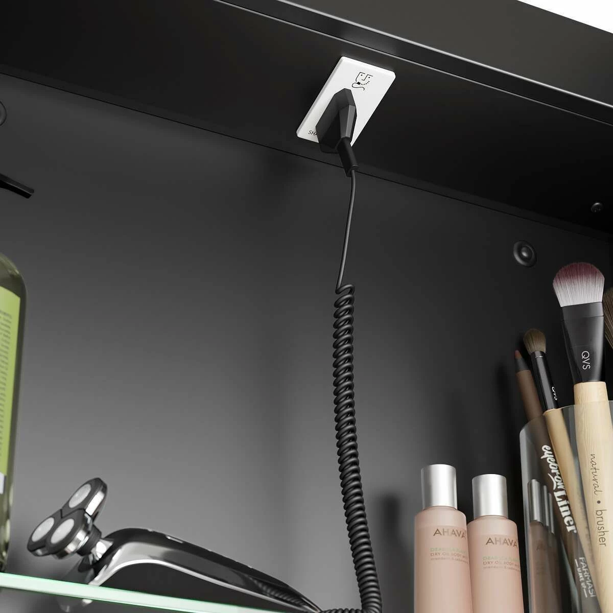 Olivia Black Framed Illuminated LED Mirror Cabinet 710x500mm - Image 4