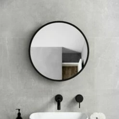Mollie Black Framed Round Mirror Cabinet 500mm