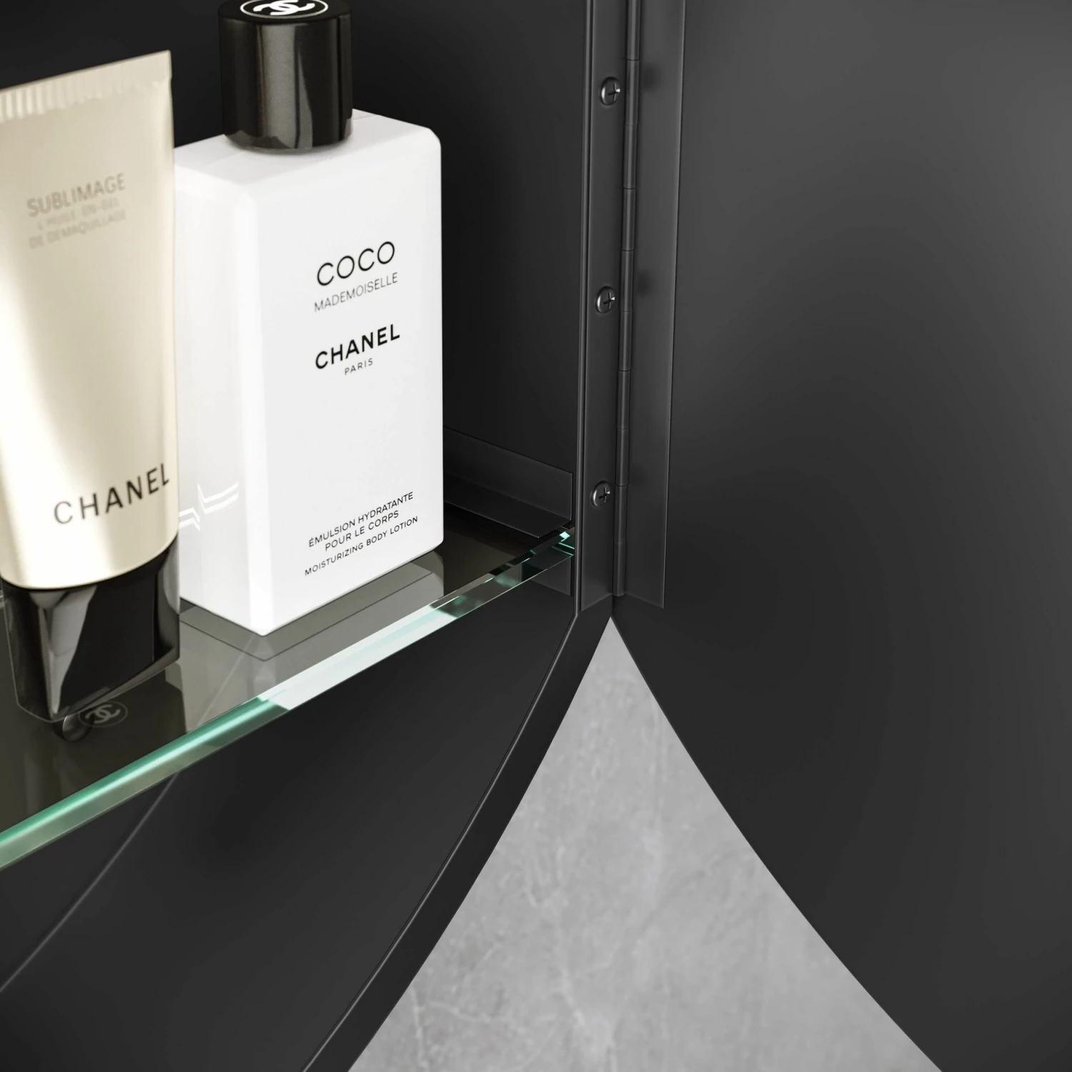 Mollie Black Framed Round Mirror Cabinet 500mm - Image 5