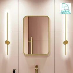 Olivia Brushed Brass Rectangular Bathroom Mirror 600x400mm