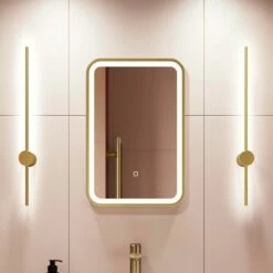 Olivia Brushed Brass Illuminated LED Mirror 600x400mm