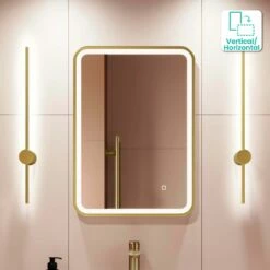 Olivia Brushed Brass Illuminated LED Mirror 700x500mm
