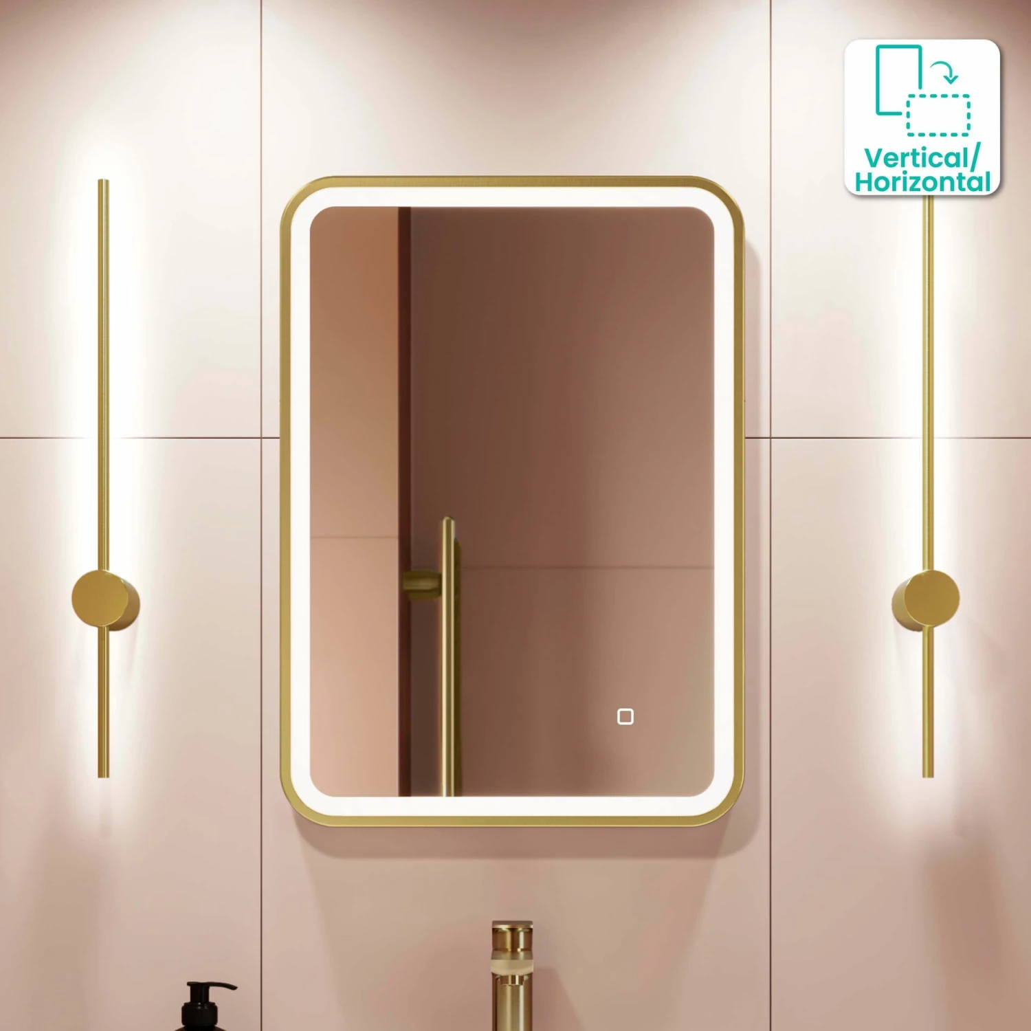 Olivia Brushed Brass Illuminated LED Mirror 700x500mm