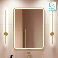 Olivia Brushed Brass Illuminated LED Mirror 800x600mm
