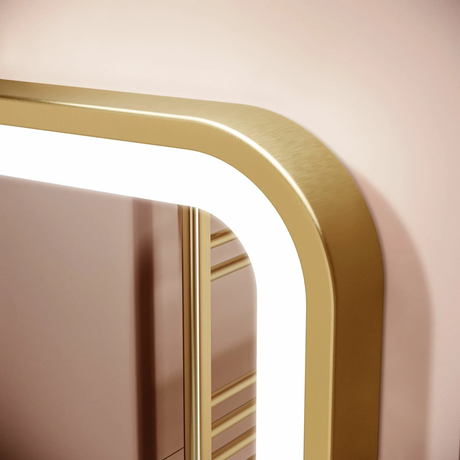 Olivia Brushed Brass Illuminated LED Mirror 800x600mm - Image 3