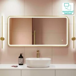 Olivia Brushed Brass Illuminated LED Mirror 600x1200mm