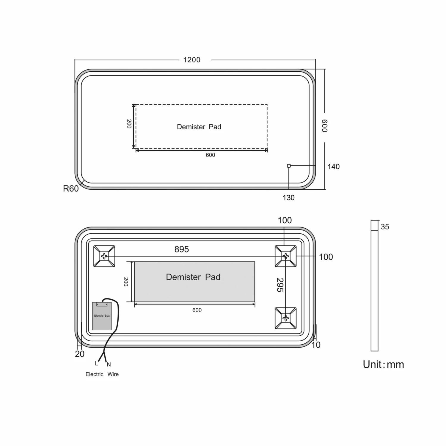 Olivia Brushed Brass Illuminated LED Mirror 600x1200mm - Image 7