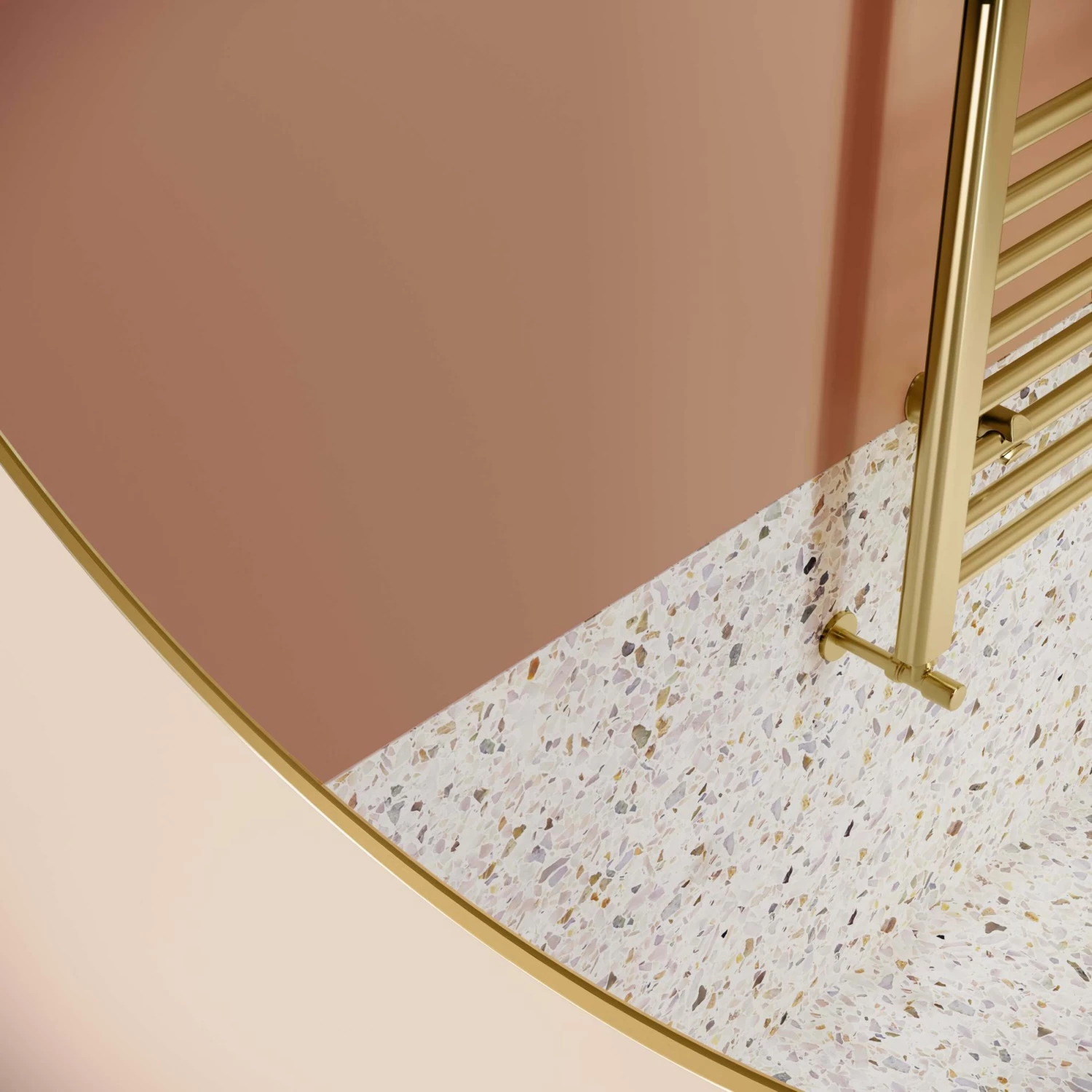 Mollie Brushed Brass Round Bathroom Mirror 500mm - Image 4