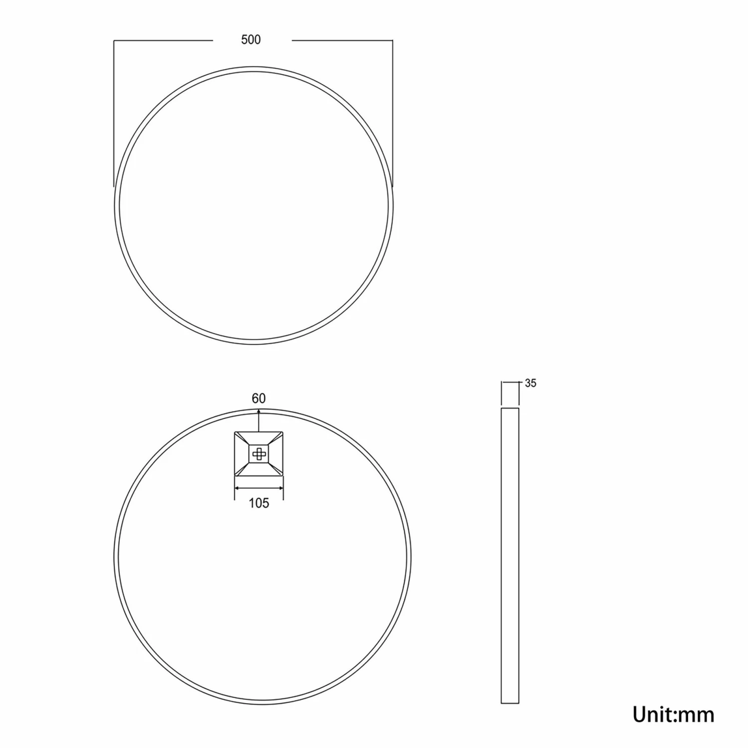 Mollie Brushed Brass Round Bathroom Mirror 500mm - Image 5