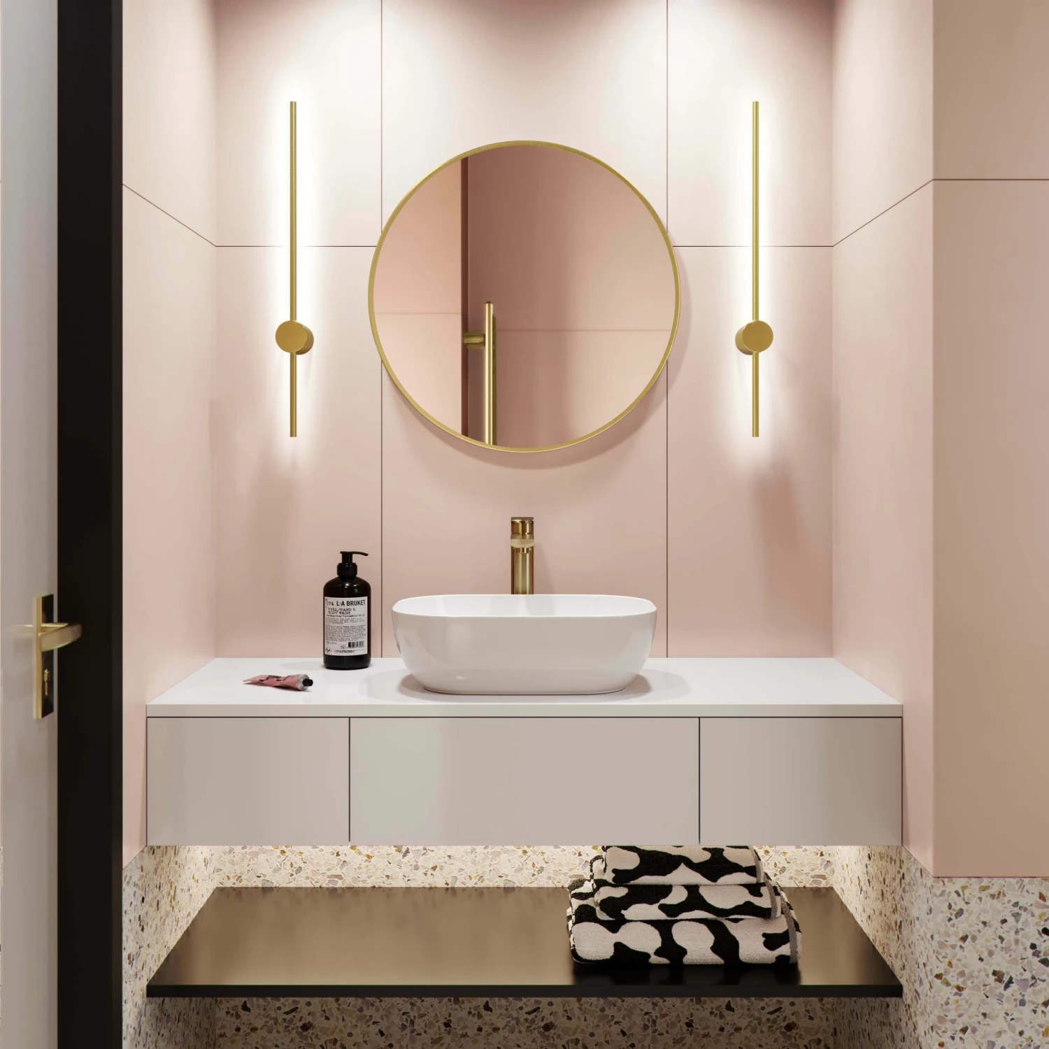 Mollie Brushed Brass Round Bathroom Mirror 600mm - Image 2