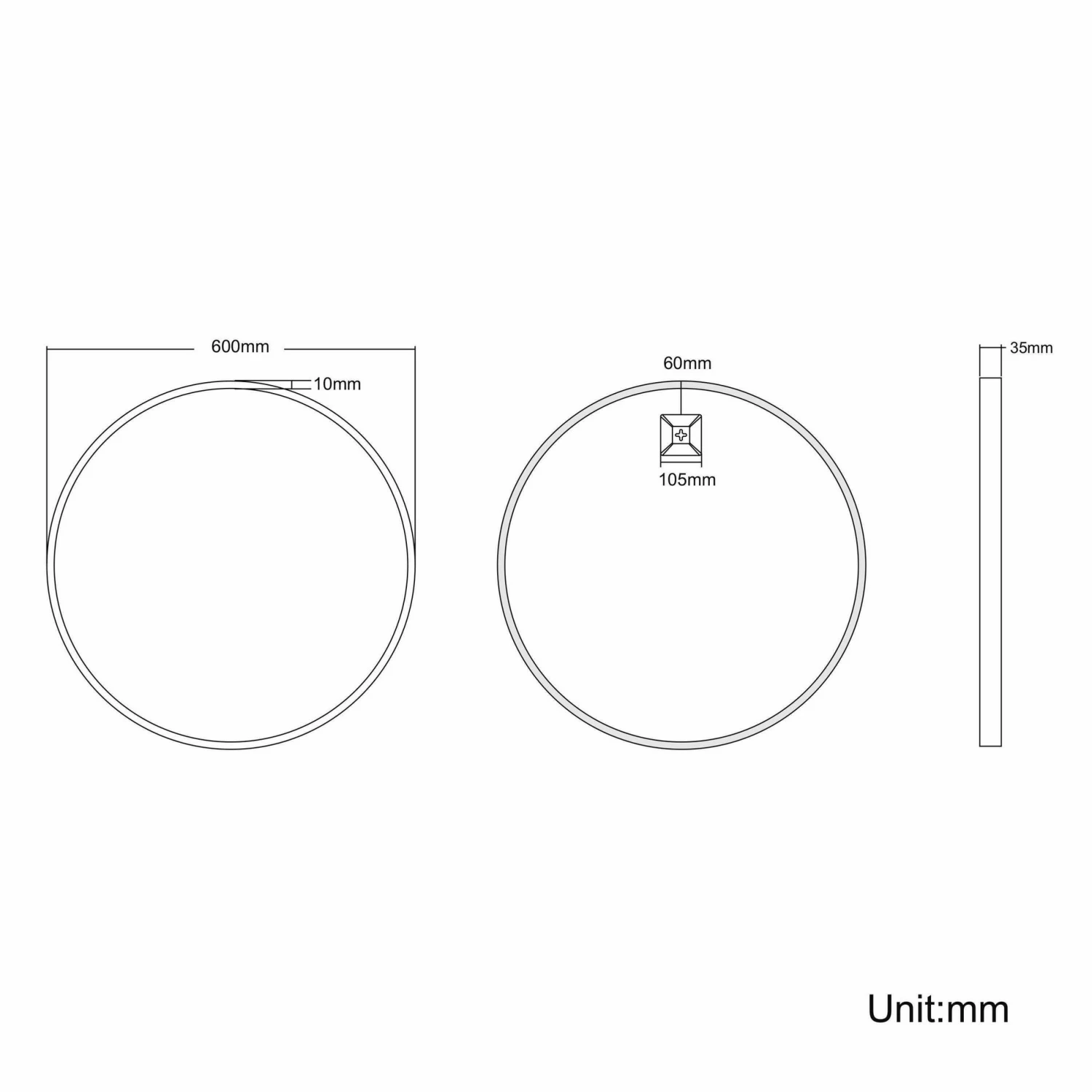 Mollie Brushed Brass Round Bathroom Mirror 600mm - Image 5
