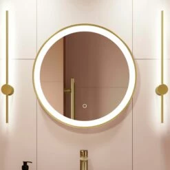 Mollie Brushed Brass Round Illuminated LED Mirror 600mm