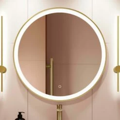 Mollie Brushed Brass Round Illuminated LED Mirror 800mm