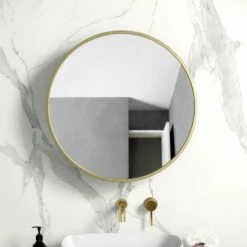 Mollie Matt Brass Round Mirror Cabinet 600mm