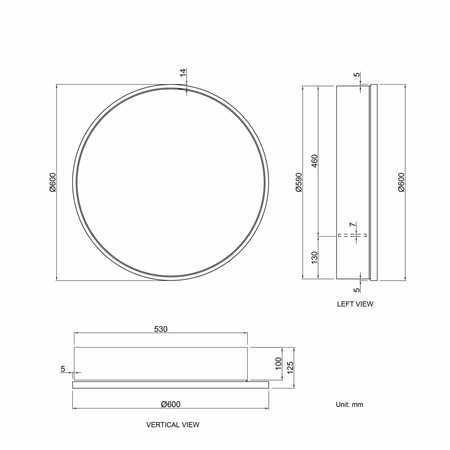 Mollie Matt Brass Round Mirror Cabinet 600mm - Image 7