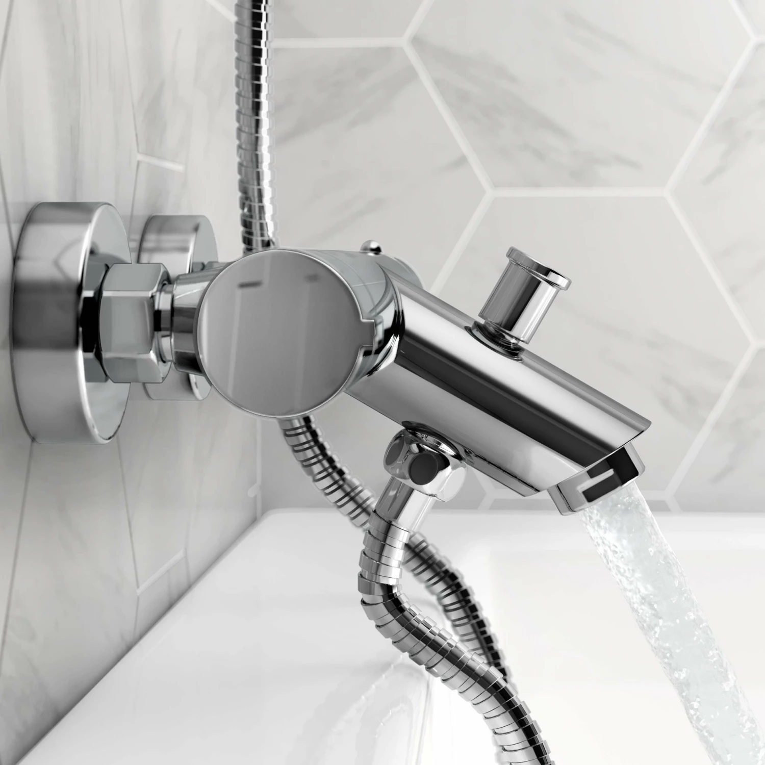 Ballina Premium Round Thermostatic Bath Filler Shower Set With Multi-function Hand Shower - Image 4