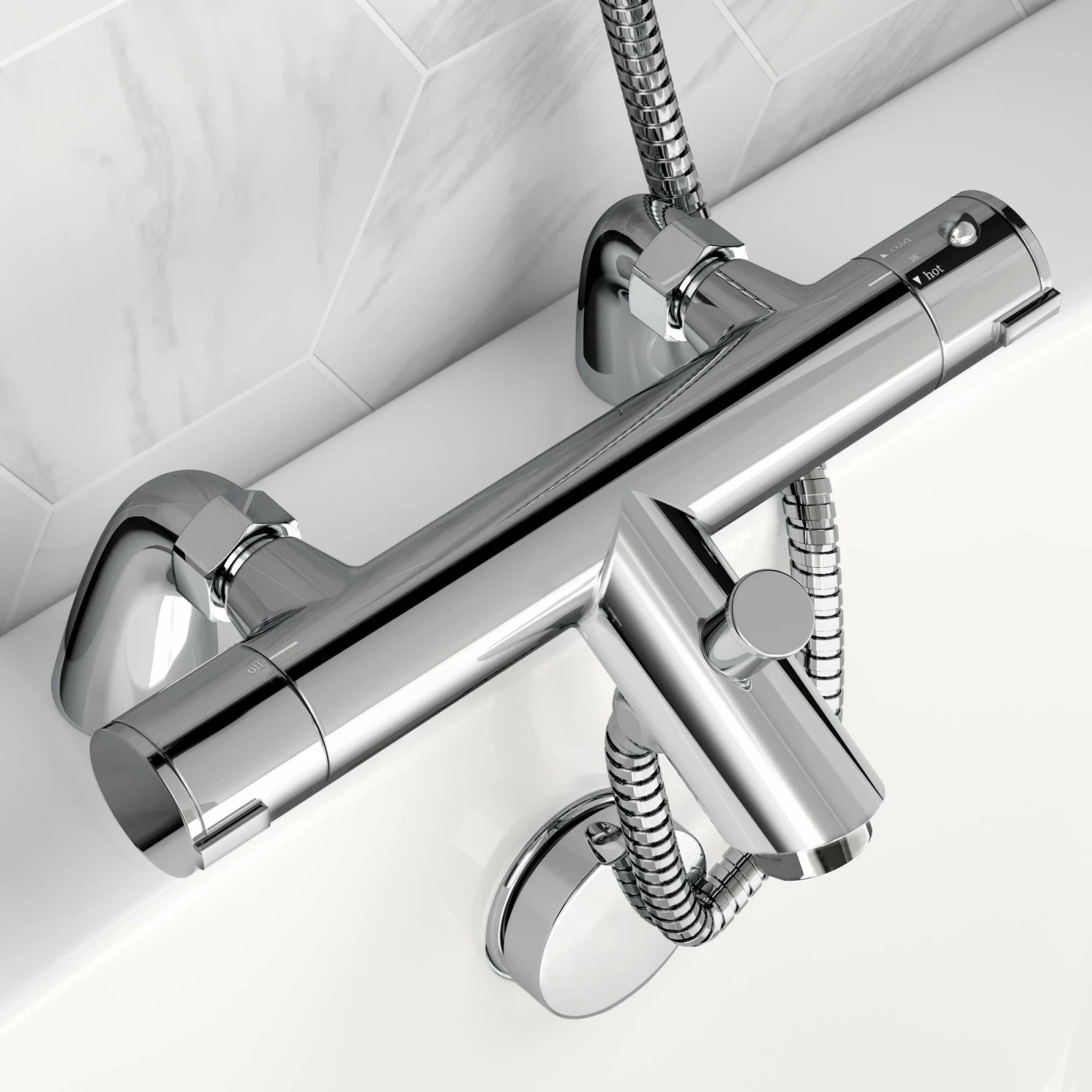 Ballina Premium Bath Mounted Thermostatic Bath Filler Set With Multi-function Hand Shower - Image 3