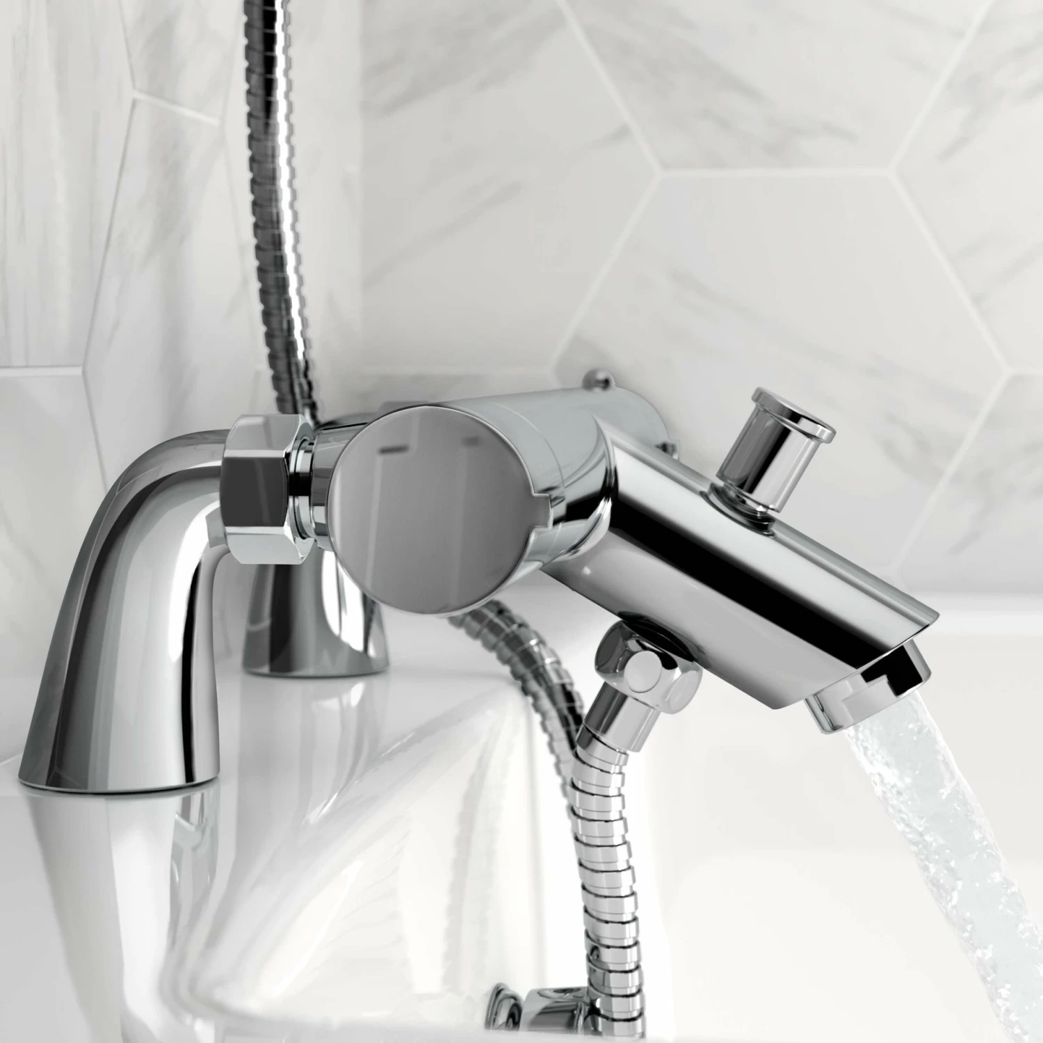 Ballina Premium Bath Mounted Thermostatic Bath Filler Set With Multi-function Hand Shower - Image 4