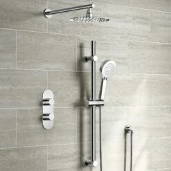 Ballina Premium Chrome Round Thermostatic Shower Set - 200mm Head & Slider Hand Shower