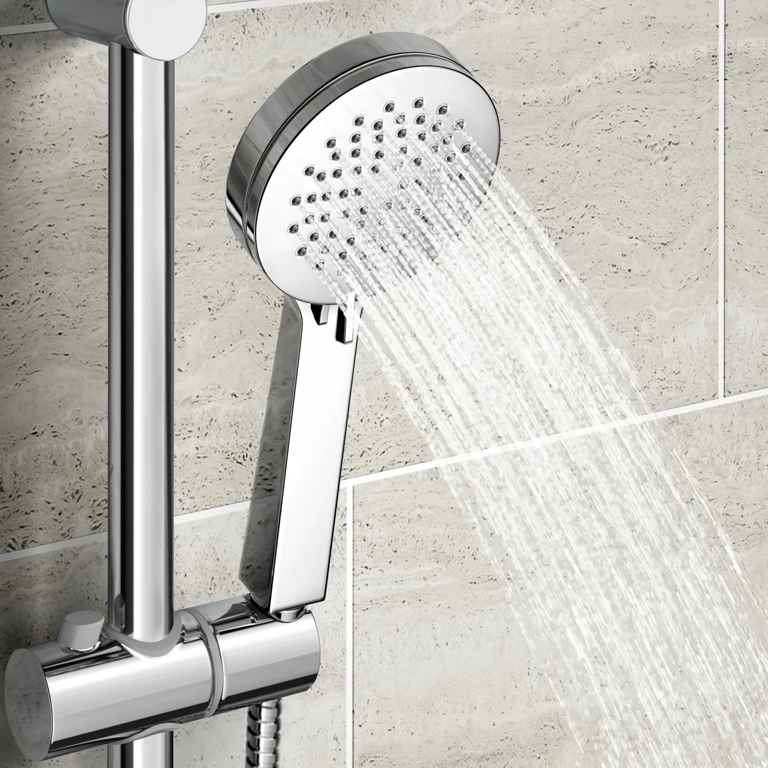 Ballina Premium Chrome Round Thermostatic Shower Set - 200mm Head & Slider Hand Shower - Image 4