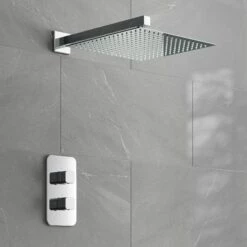 Galway Premium Chrome Square Thermostatic Shower Set - 300mm Head