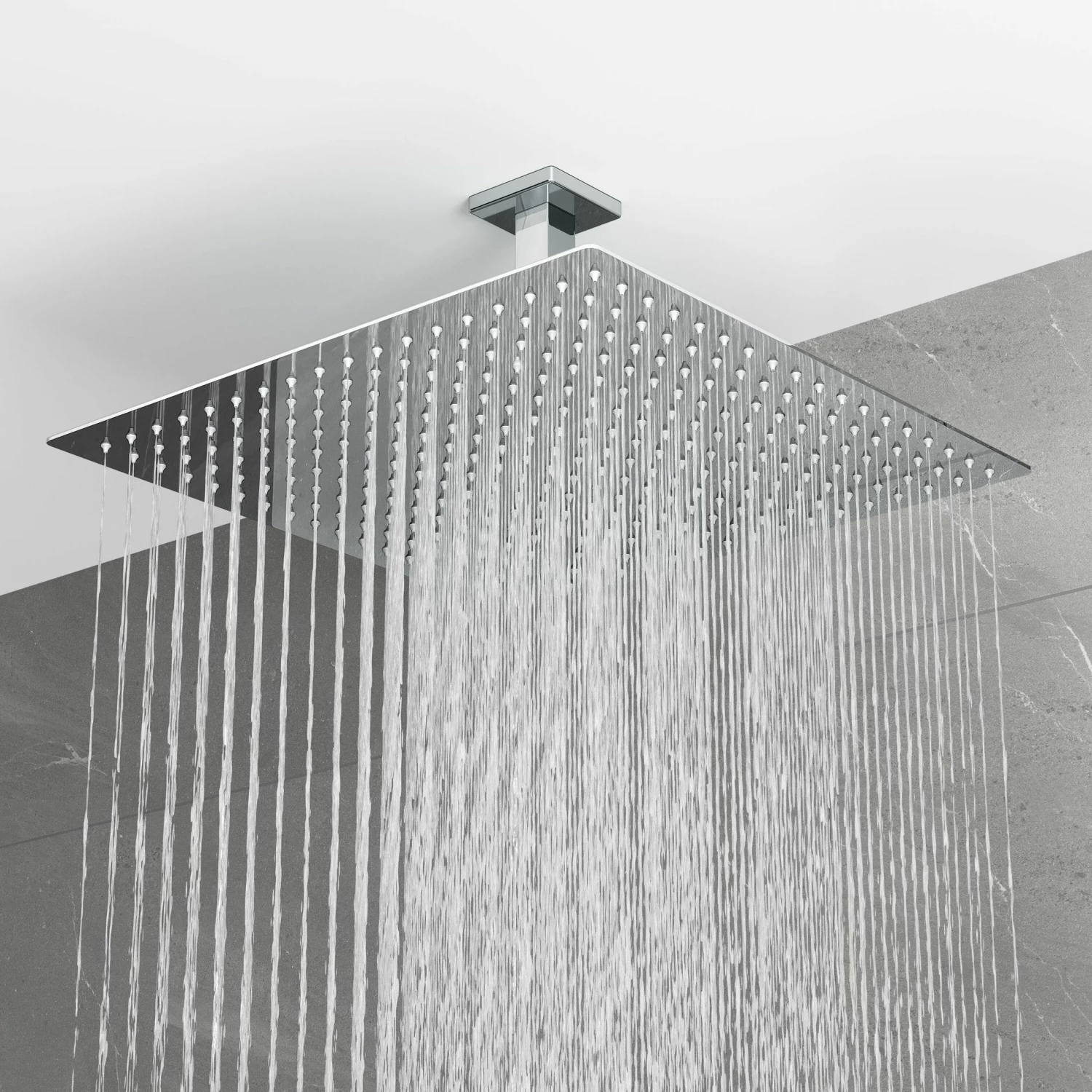 Galway Premium Ceiling Chrome Square Thermostatic Shower Set - 400mm Head & Hand Shower - Image 2