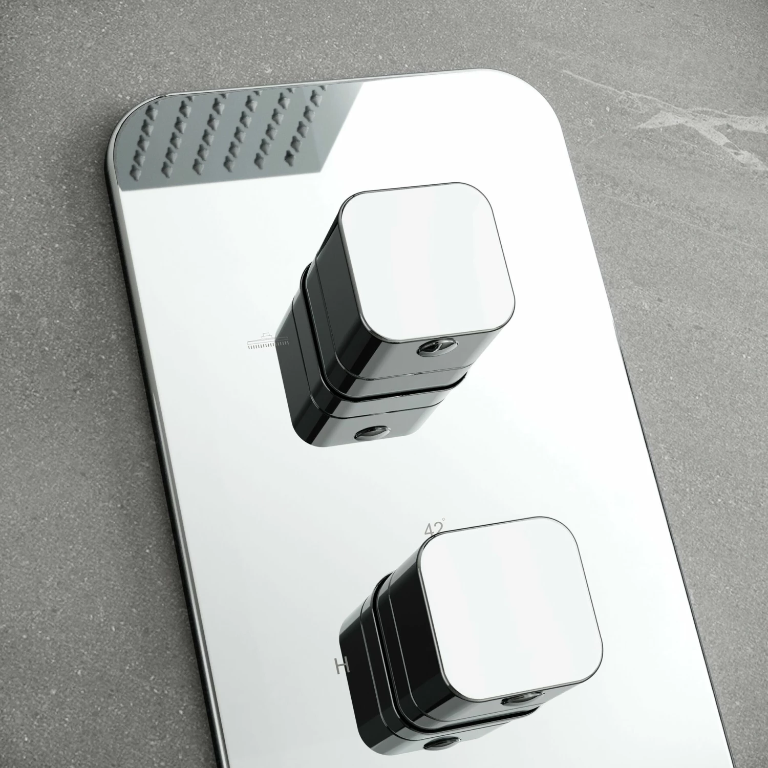 Galway Premium Ceiling Chrome Square Thermostatic Shower Set - 400mm Head & Hand Shower - Image 5