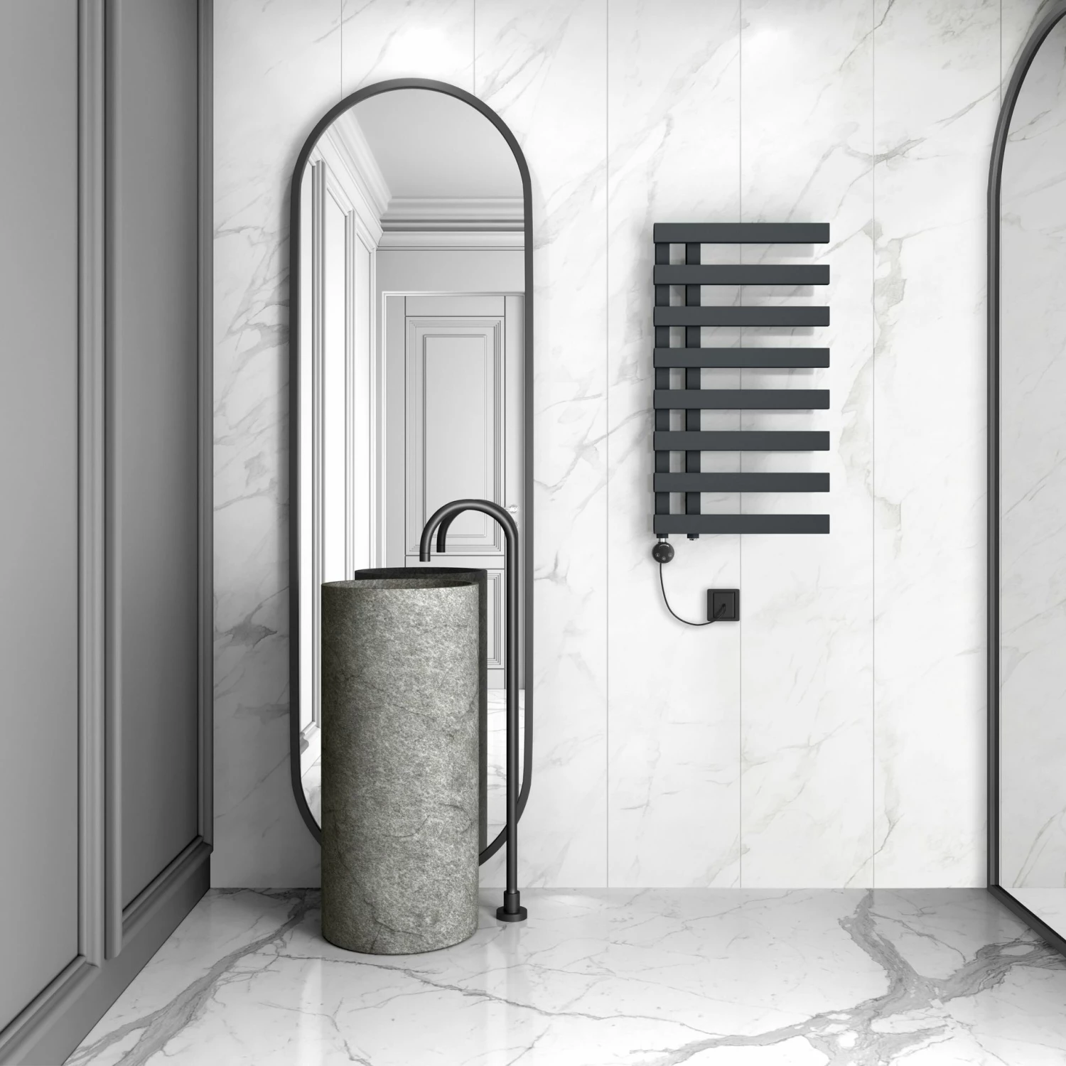 Palermo Electric Anthracite Designer Heated Towel Rail 800x450mm - Image 2