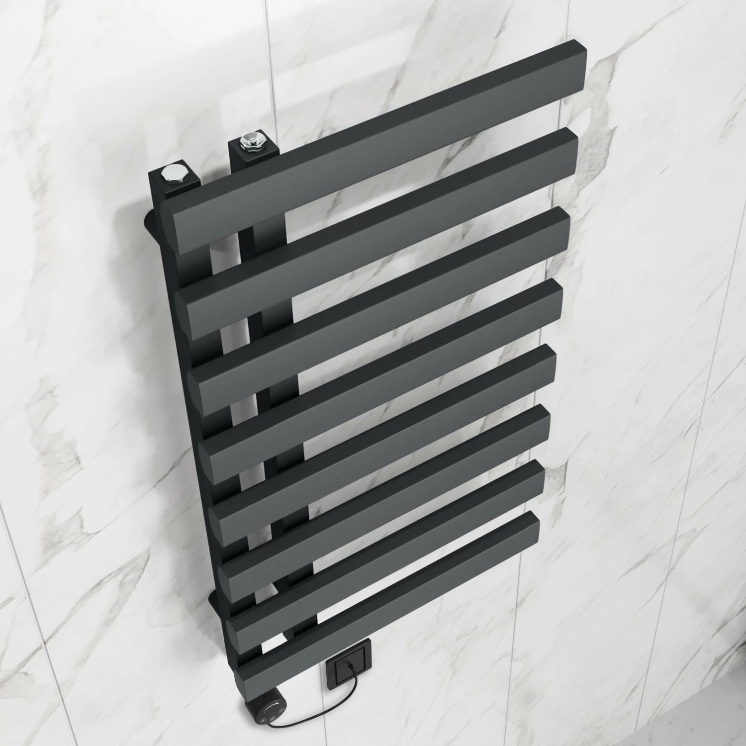 Palermo Electric Anthracite Designer Heated Towel Rail 800x450mm - Image 3