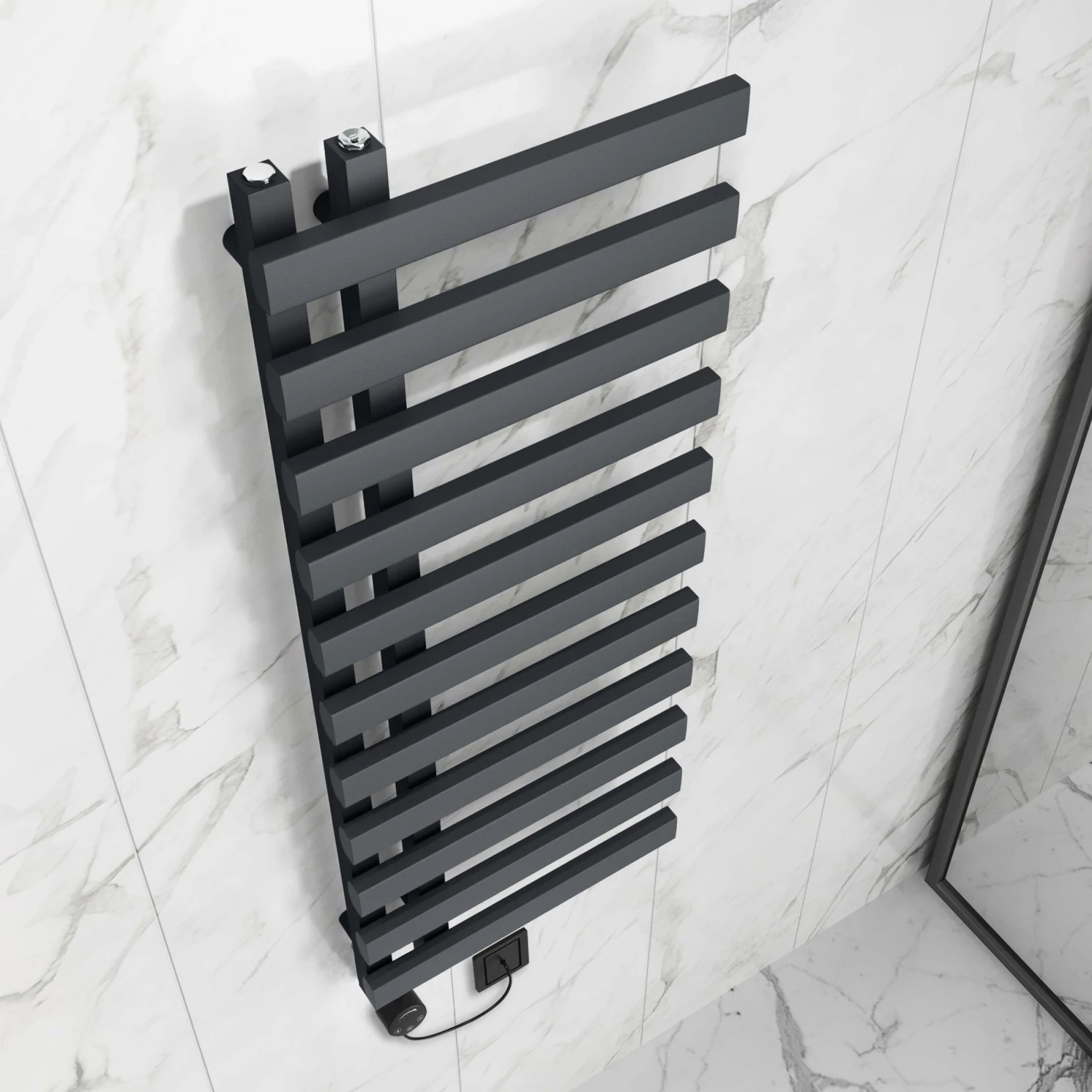 Palermo Electric Anthracite Designer Heated Towel Rail 1200x450mm - Image 3