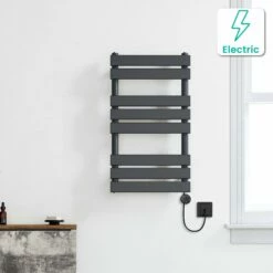 Santorini Electric Anthracite Flat Panel Heated Towel Rail 800x450mm