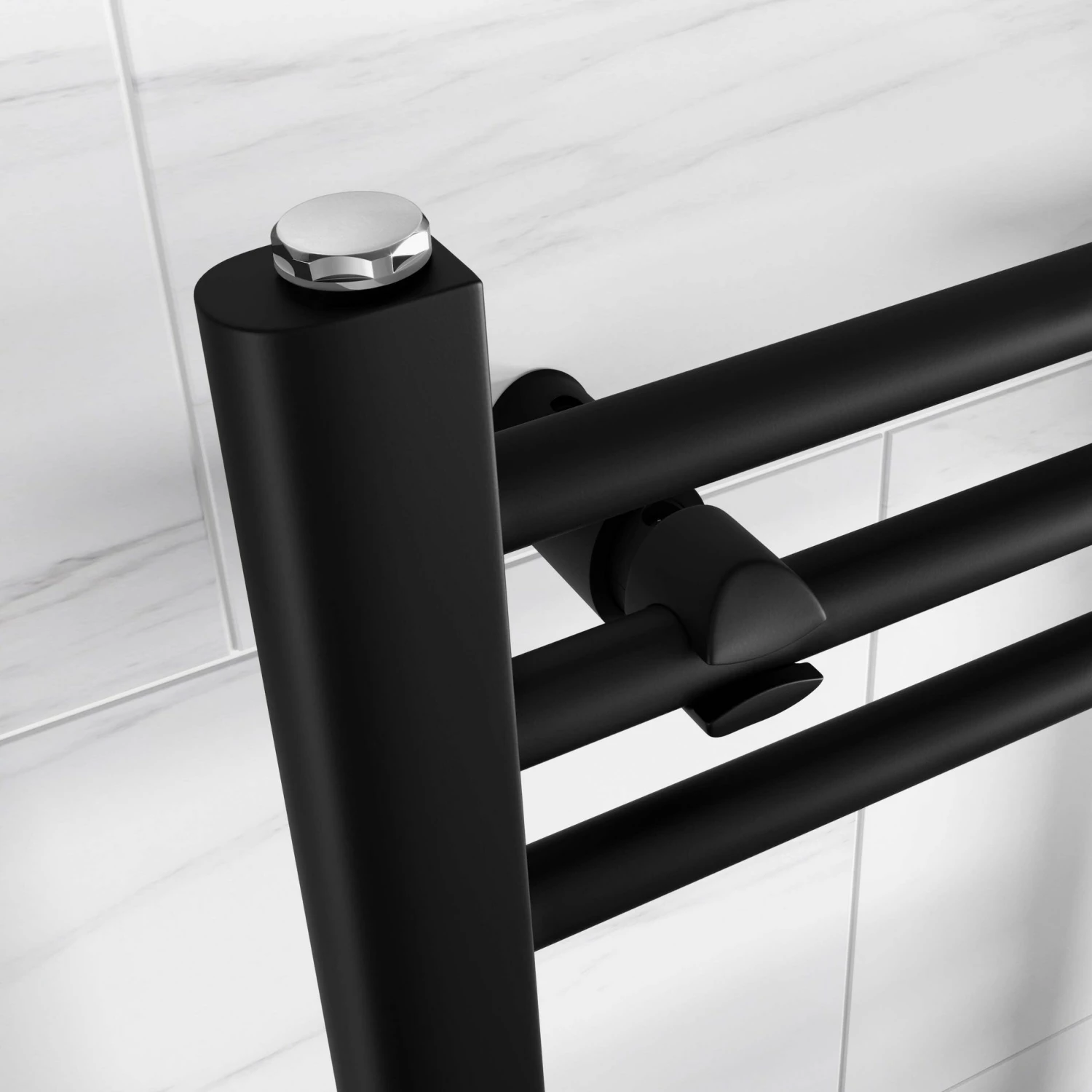 Barcelona Electric Matt Black Straight Heated Towel Rail 800x600mm - Image 3