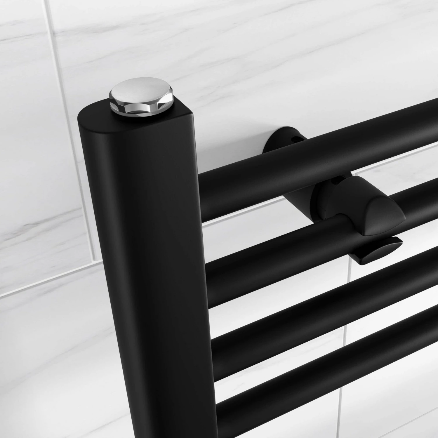 Barcelona Electric Matt Black Straight Heated Towel Rail 1200x600mm - Image 3