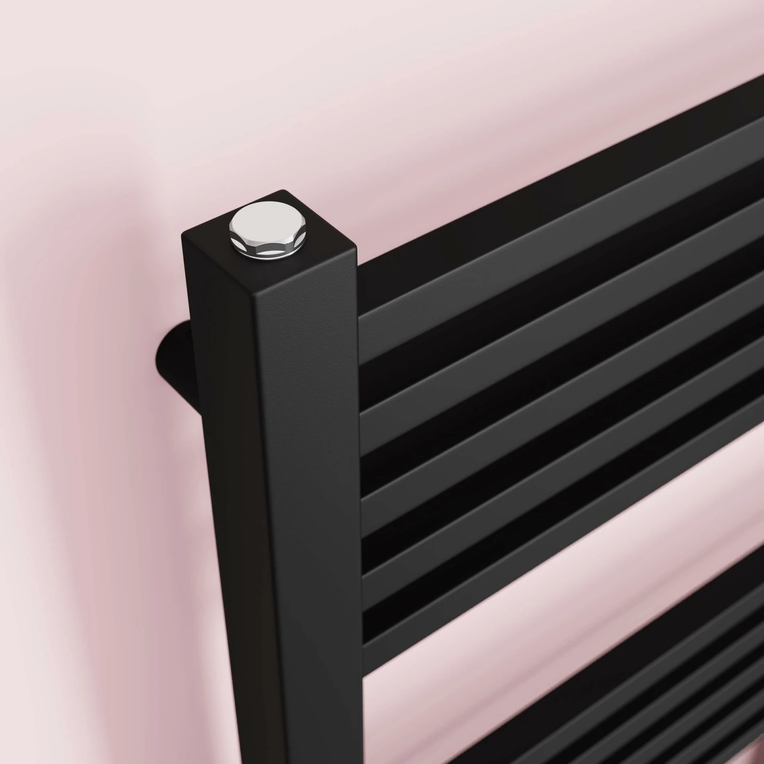 Valetta Electric Matt Black Square Heated Towel Rail 800x600mm - Image 3
