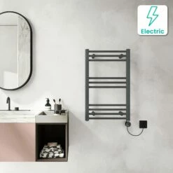 Barcelona Electric Anthracite Straight Heated Towel Rail 800x500mm