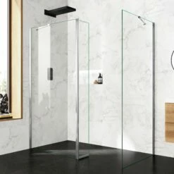 Copenhagen Easy Clean 8mm Walk In Shower Enclosure 1000mm & 900mm Glass With Pivotal Return Panel