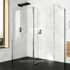 Copenhagen Easy Clean 8mm Walk In Shower Enclosure 1100mm & 800mm Glass With Pivotal Return Panel