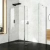 Copenhagen Easy Clean 8mm Walk In Shower Enclosure 1200mm & 700mm Glass With Pivotal Return Panel