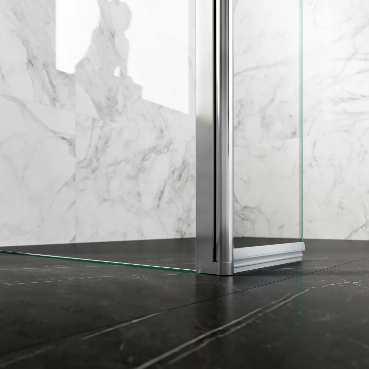 Copenhagen Easy Clean 8mm Walk In Shower Enclosure 1200mm & 700mm Glass With Pivotal Return Panel - Image 7