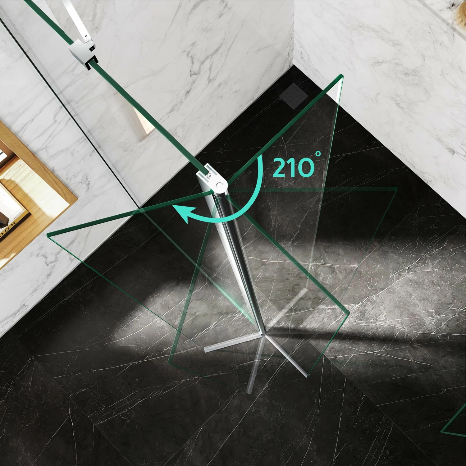 Copenhagen Easy Clean 8mm Walk In Shower Enclosure 1200mm & 700mm Glass With Pivotal Return Panel - Image 8