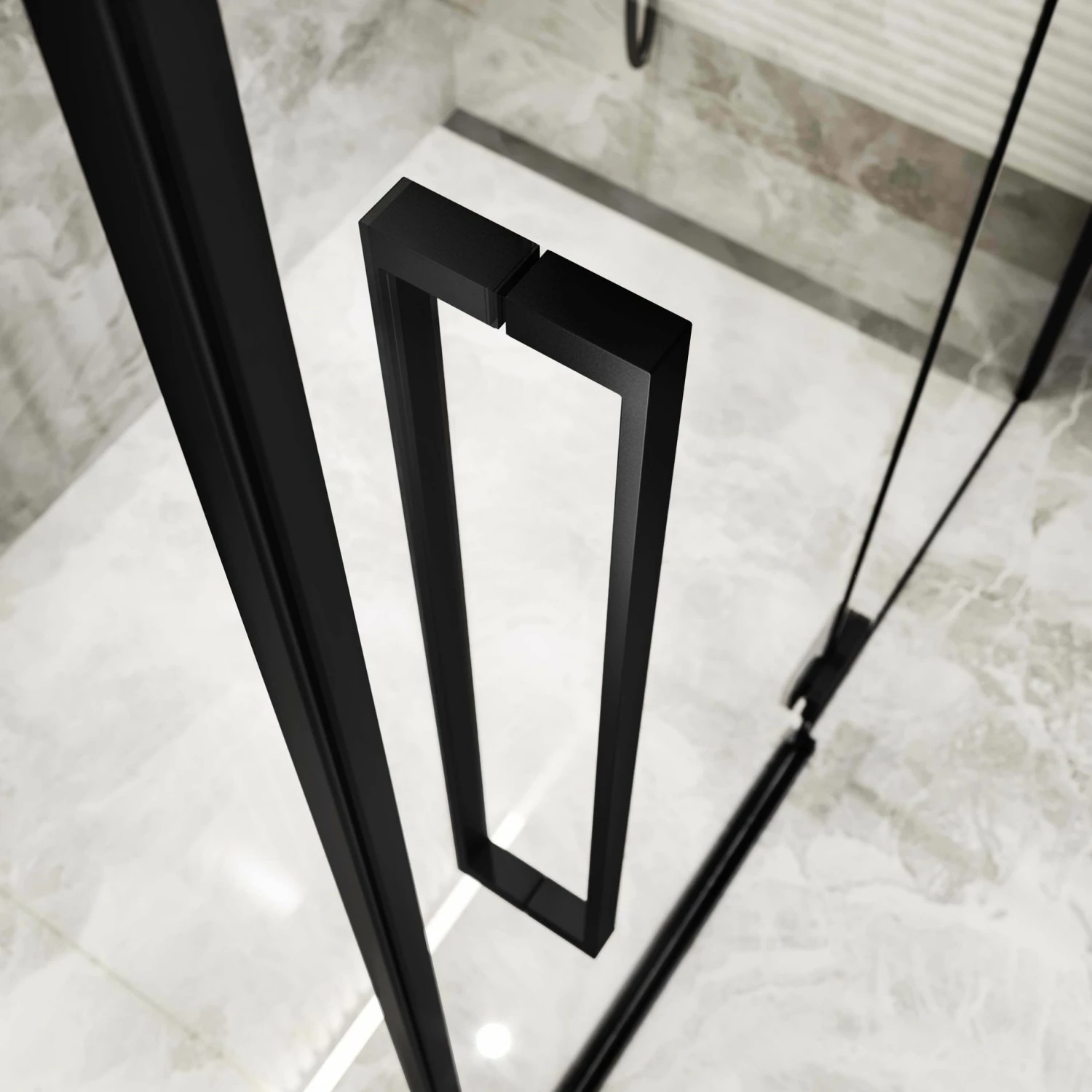 Helsinki Matt Black Premium Easy Clean 8mm Hinged Shower Enclosure 1000x800mm - Image 6