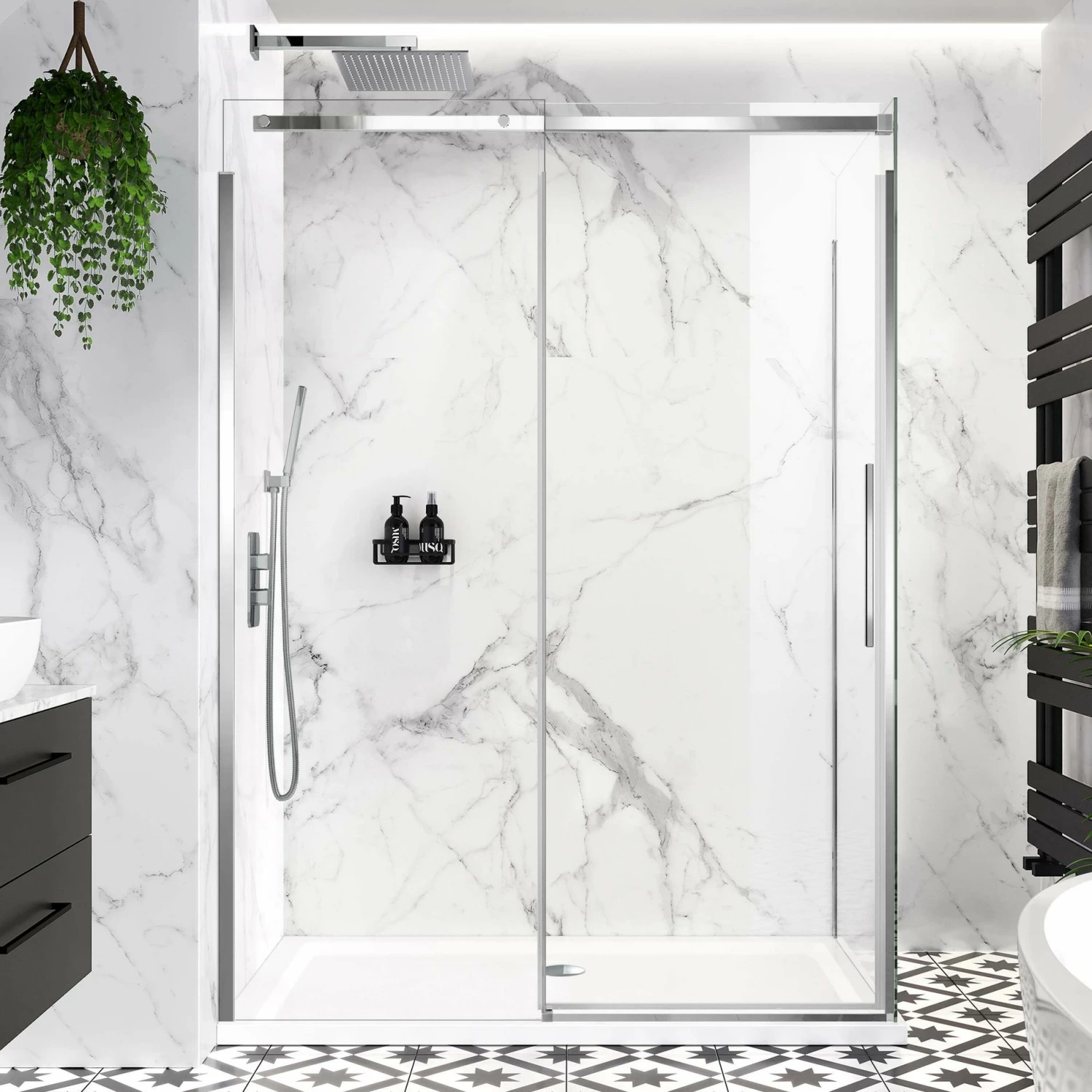 Stockholm Easy Clean 8mm Frameless Sliding Shower Enclosure 1400x900mm
