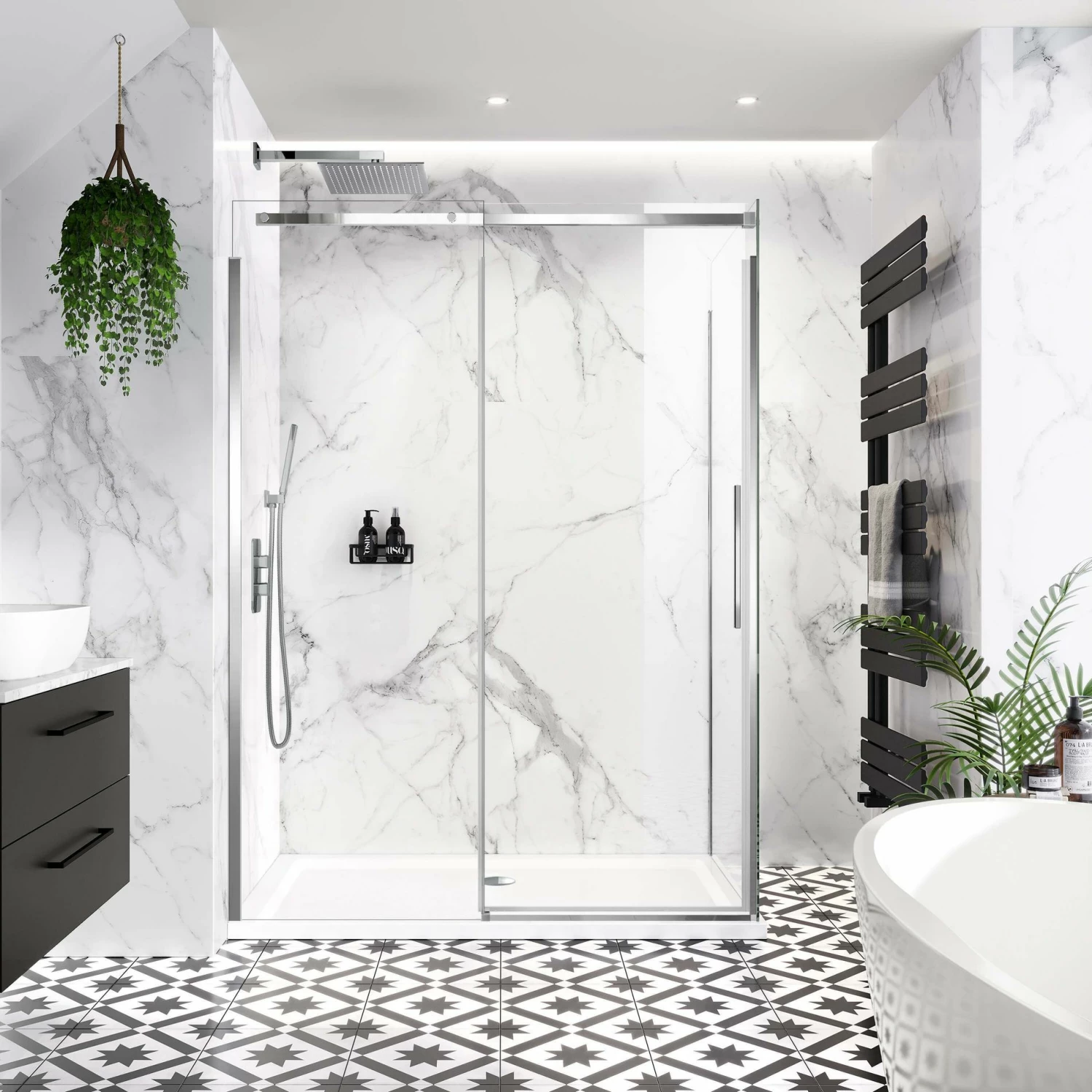 Stockholm Easy Clean 8mm Frameless Sliding Shower Enclosure 1400x900mm - Image 2