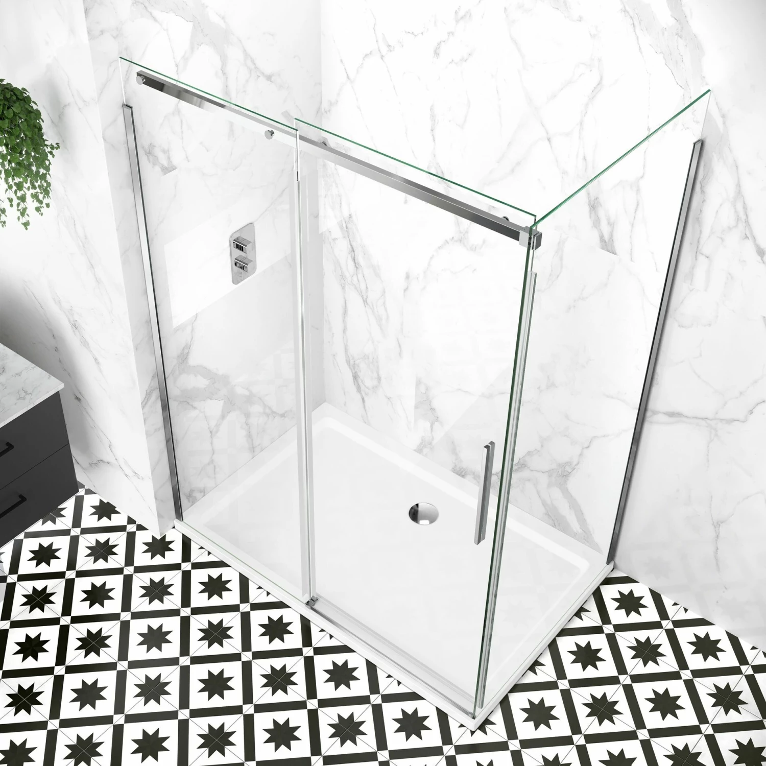 Stockholm Easy Clean 8mm Frameless Sliding Shower Enclosure 1400x900mm - Image 3