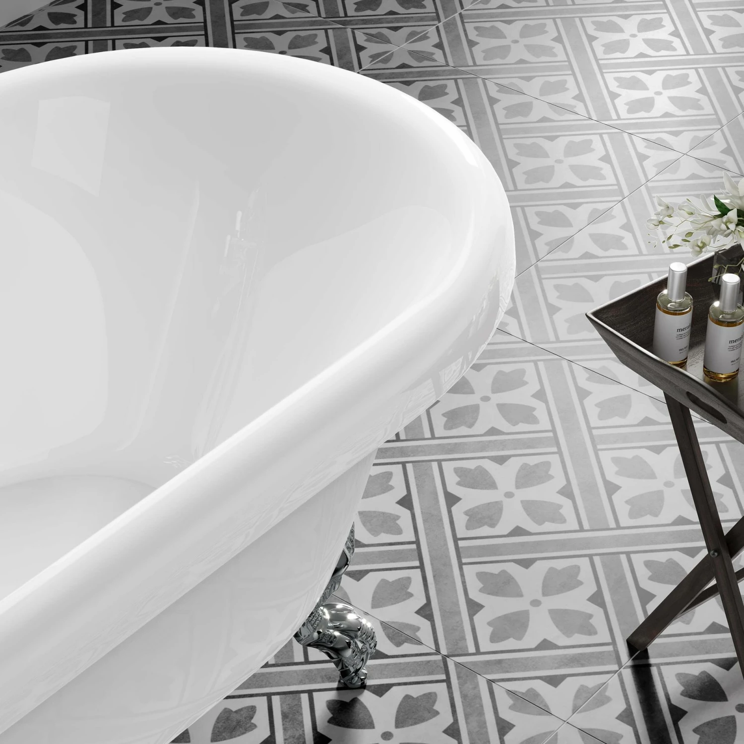 Grosvenor 1700mm Roll Top Bath - Chrome Ball Feet - Image 4