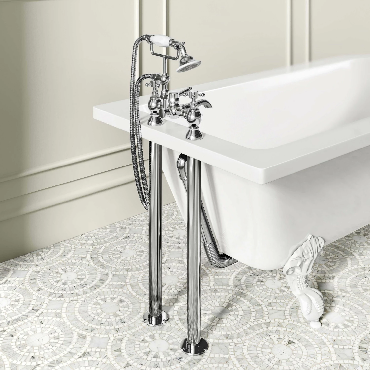 Abingdon 1500mm Single Ended Roll Top Bath - White Ball Feet - Image 3