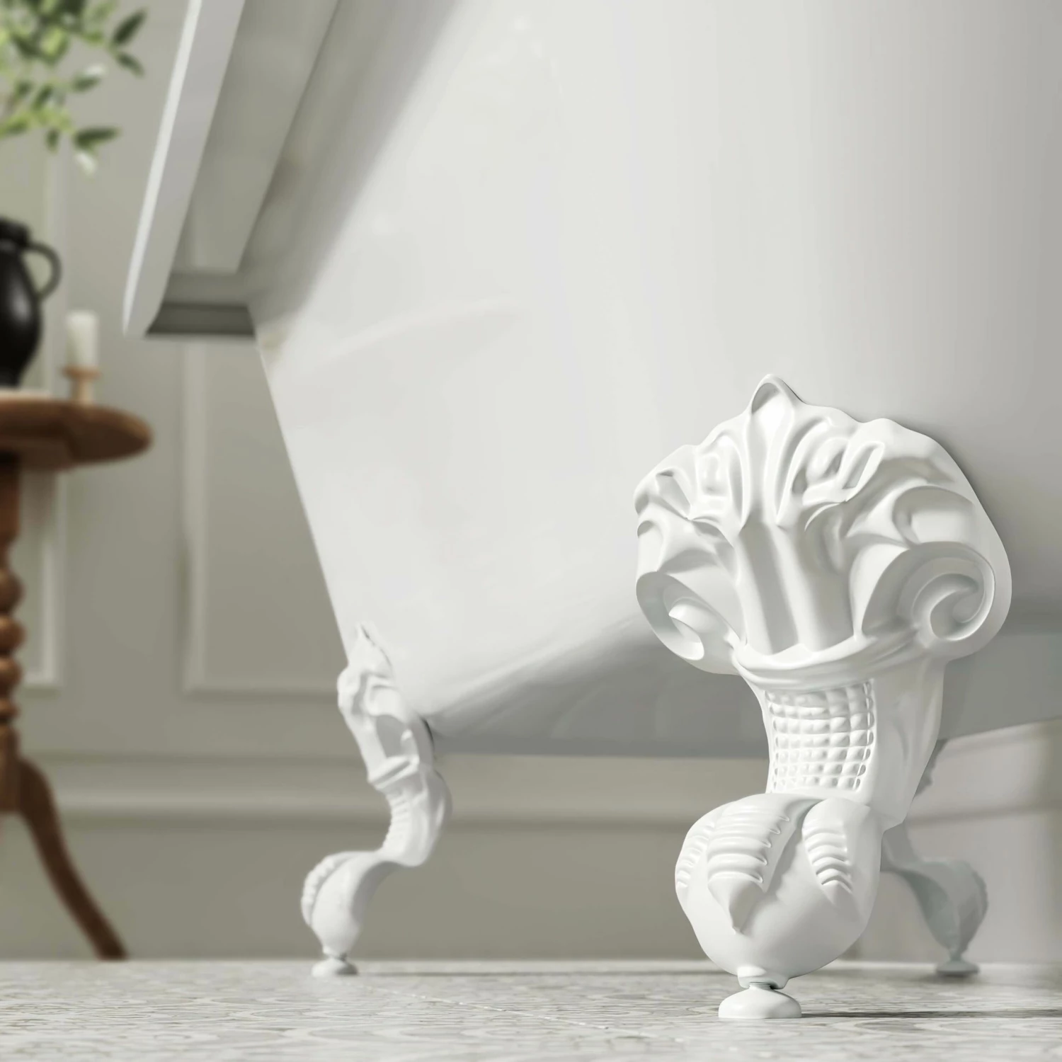 Abingdon 1500mm Single Ended Roll Top Bath - White Ball Feet - Image 4